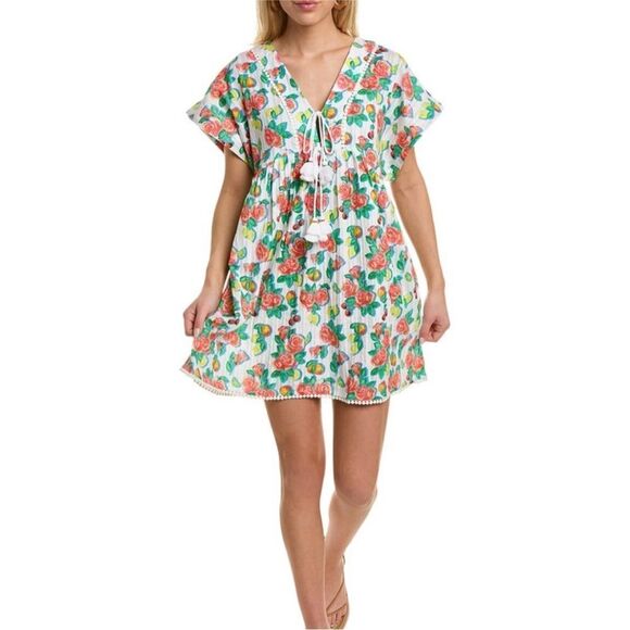 ROLLER RABBIT Dress Women XS Ponderosa Nattie Tunic Caftan Mini Cover Up Floral - Picture 1 of 10